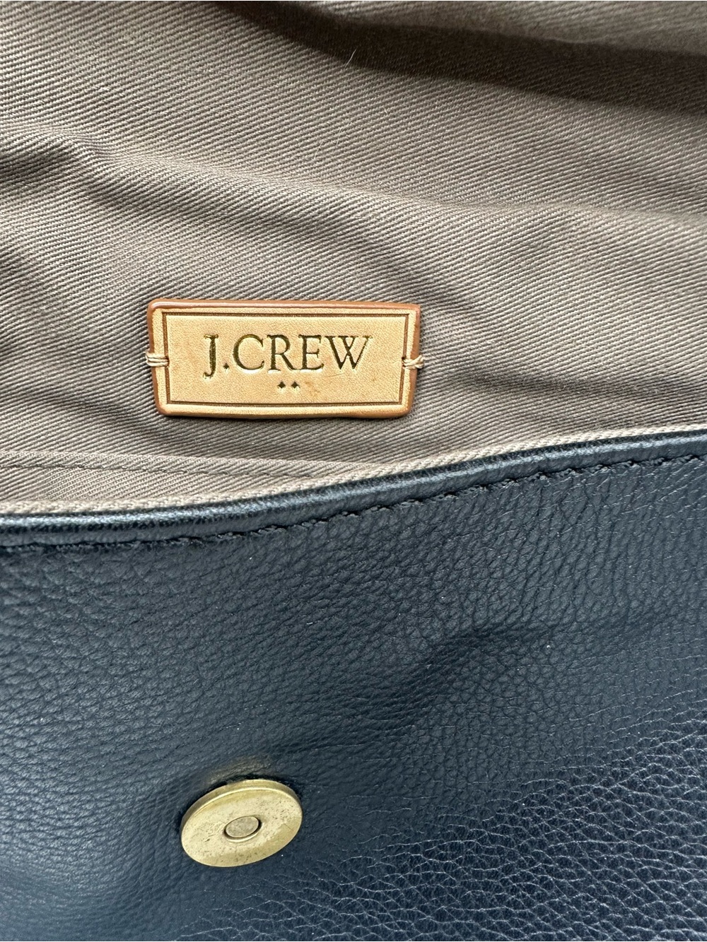 J.Crew Black Leather Shoulder Bag with Tan Interior Trim